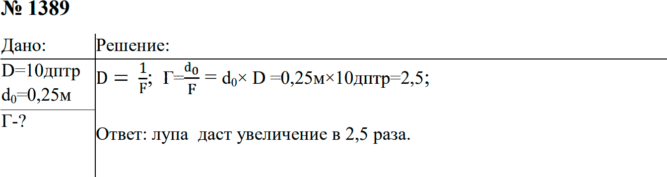 Задание номер 1389 из ГДЗ к сборнику задач по физике 7-9 класс Перышкин