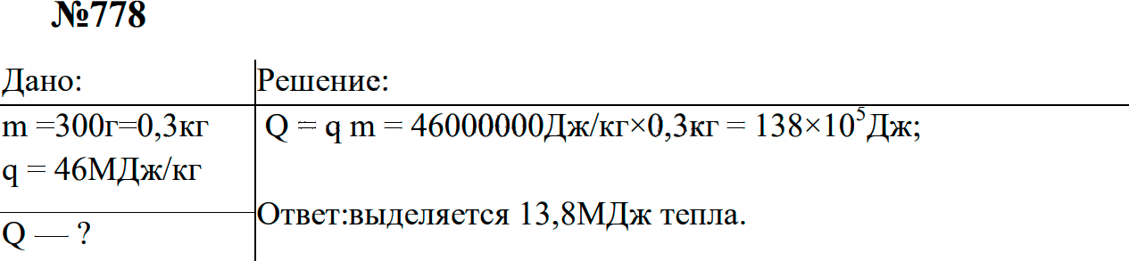 Задание номер 778 из ГДЗ к сборнику задач по физике 7-9 класс Перышкин